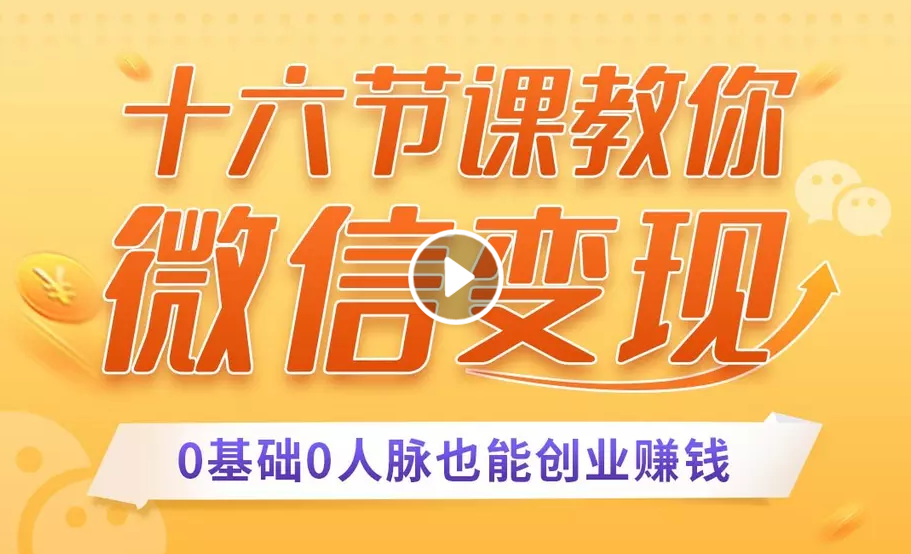 十六节课教你零基础微信变现，用单品打爆市场，每月收入超过10万+-小伟资源网