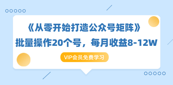 《从零开始打造公众号矩阵》批量操作20个号，每月收益大概8-12W（44节课）-小伟资源网