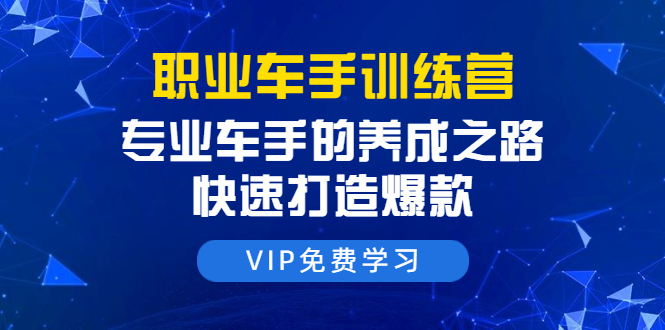 职业车手训练营：专业车手的养成之路，快速打造爆款（8节-无水印直播课）-小伟资源网