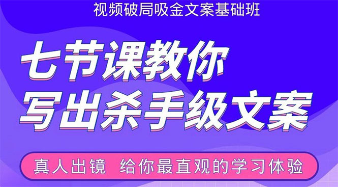 张根视频破局吸金文案班：节节课教你写出杀手级文案(附67页文案训练手册)-小伟资源网