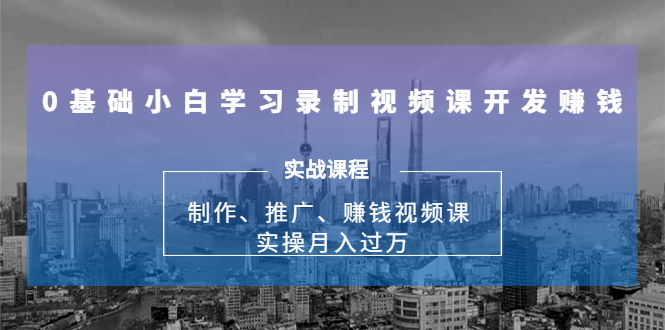 0基础小白学习录制视频课开发赚钱：制作、推广、赚钱视频课 实操月入过万-小伟资源网