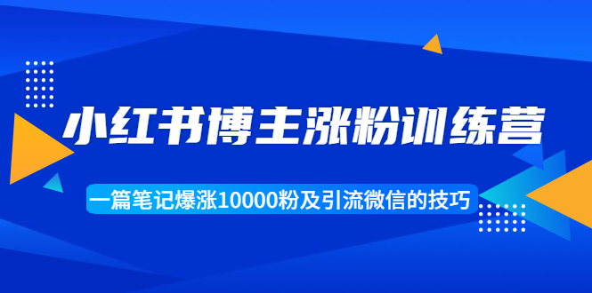 小红书博主涨粉训练营：一篇笔记爆涨10000粉及引流微信的技巧-小伟资源网