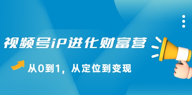 视频号iP进化财富营，从0到1，从定位到变现赚钱（价值1577元）-小伟资源网