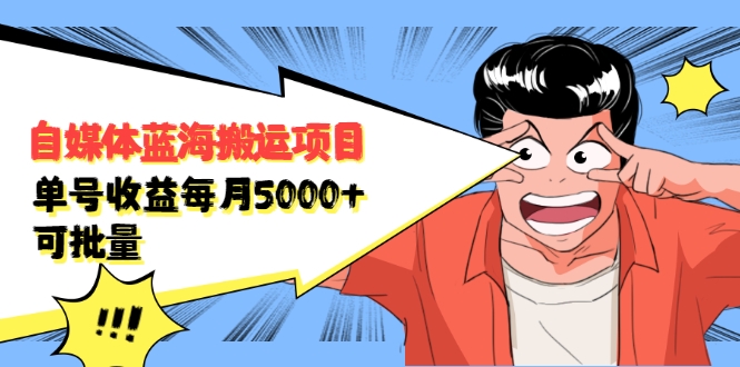 自媒体蓝海搬运项目：单号收益每月基本都可以达到5000+，可批量-小伟资源网