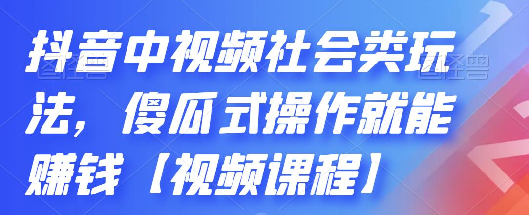 抖音中视频社会类玩法，傻瓜式操作就能赚钱【视频课程】-小伟资源网