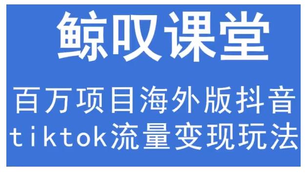 鲸叹号·海外TIKTOK训练营，百万项目海外版抖音tiktok流量变现玩法-小伟资源网