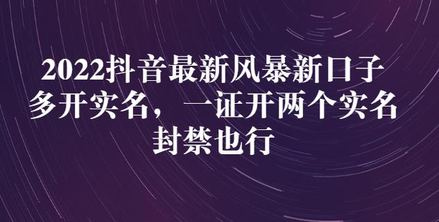 2022抖音最新风暴新口子：多开实名，一整开两个实名，封禁也行-小伟资源网