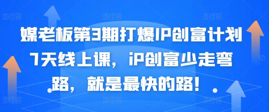 媒老板第3期打爆IP创富计划7天线上课，iP创富少走弯路，就是最快的路！-小伟资源网