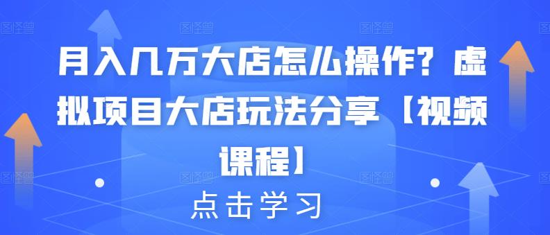 月入几万大店怎么操作？虚拟项目大店玩法分享【视频课程】-小伟资源网