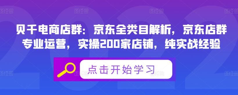 贝千电商店群：京东全类目解析，京东店群专业运营，实操200家店铺，纯实战经验-小伟资源网