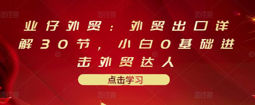 业仔外贸：外贸出口详解30节，小白0基础进击外贸达人 价值666元-小伟资源网