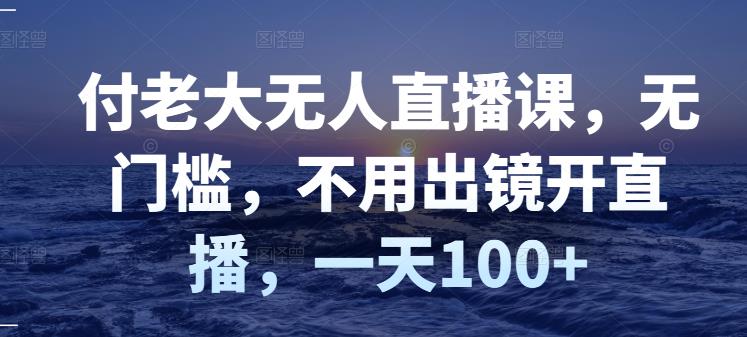 付老大无人直播课，无门槛，不用出镜开直播，一天100+-小伟资源网