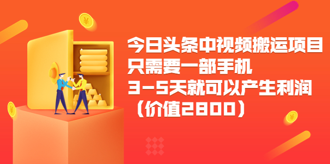 今日头条中视频搬运项目，只需要一部手机3-5天就可以产生利润（价值2800元）-小伟资源网