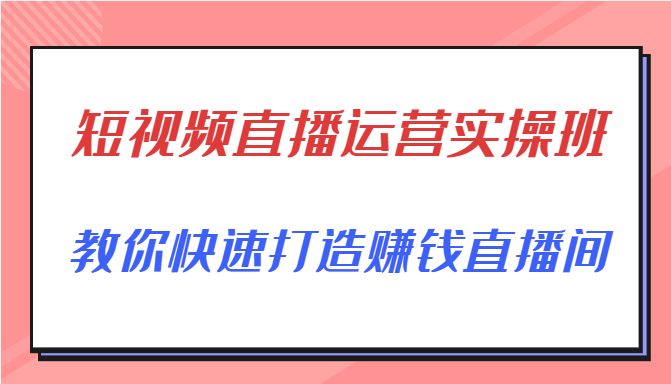 短视频直播运营实操班，直播带货精细化运营实操，教你快速打造赚钱直播间-小伟资源网