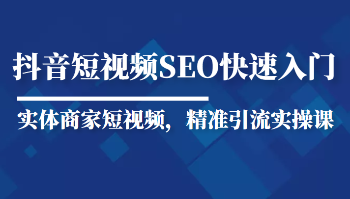 抖音短视频Seo搜索排名优化新手快速入门教程，实体商家短视频，精准引流实操课-小伟资源网