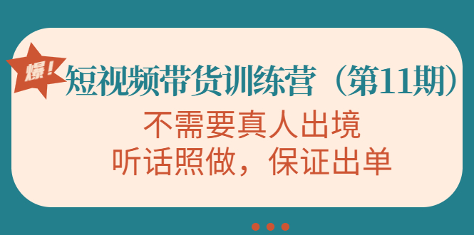 视频带货训练营，不需要真人出境，听话照做，保证出单（第11期）-小伟资源网