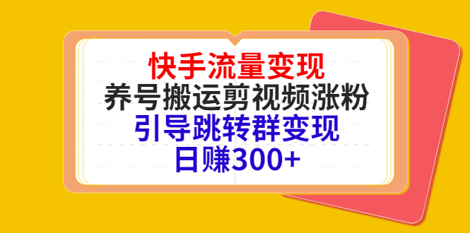 快手流量变现，养号搬运剪视频涨粉，引导跳转群变现日赚300+-小伟资源网