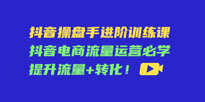 抖音操盘手进阶训练课：抖音电商流量运营必学，提升流量+转化-小伟资源网