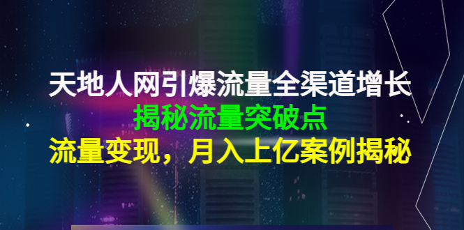 天地人网引爆流量全渠道增长：揭秘流量突然破点，流量变现，月入上亿案例-小伟资源网