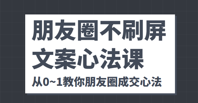 朋友圈不刷屏文案心法课 人人都要懂的商业逻辑 从0~1教你朋友圈成交心法-小伟资源网