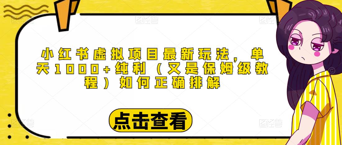 小红书虚拟项目最新玩法，单天1000+纯利（又是保姆级教程文档）-小伟资源网