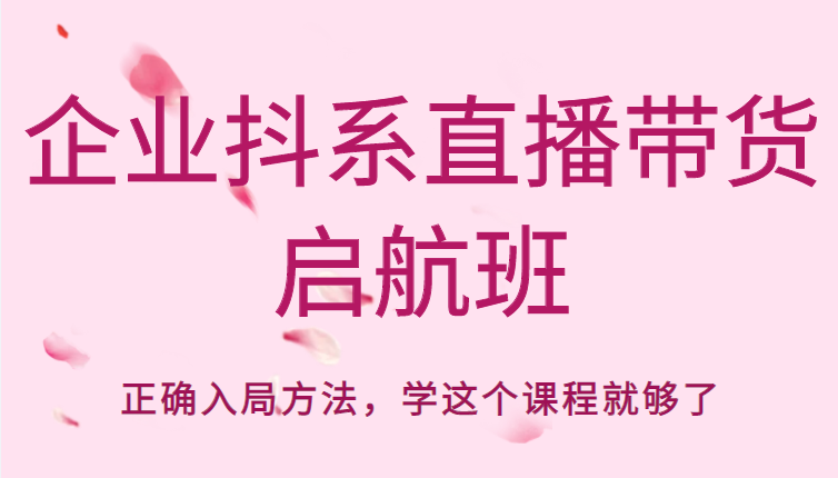 企业抖系直播带货启航班，正确入局方法，学这个课程就够了-小伟资源网