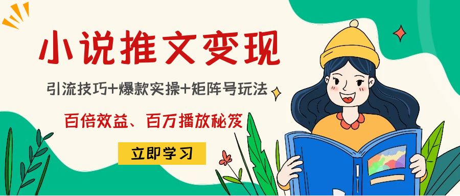 小说推文训练营：引流技巧+爆款实操+矩阵号玩法，百倍效益、百万播放秘笈-小伟资源网