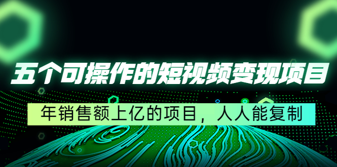 五个可操作的短视频变现项目：年销售额上亿的项目，人人能复制-小伟资源网