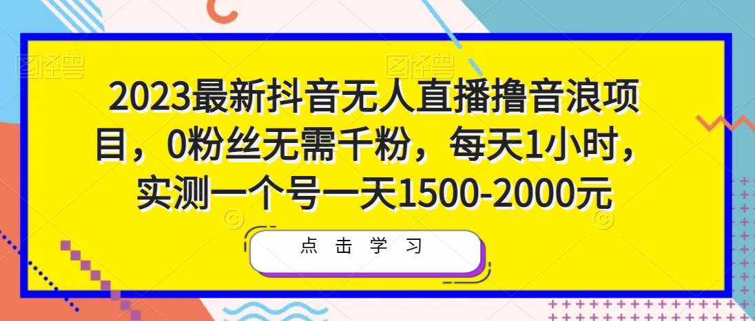 2023最新抖音无人直播撸音浪项目，0粉丝无需千粉，每天1小时，实测一个号一天1500-2000元-小伟资源网