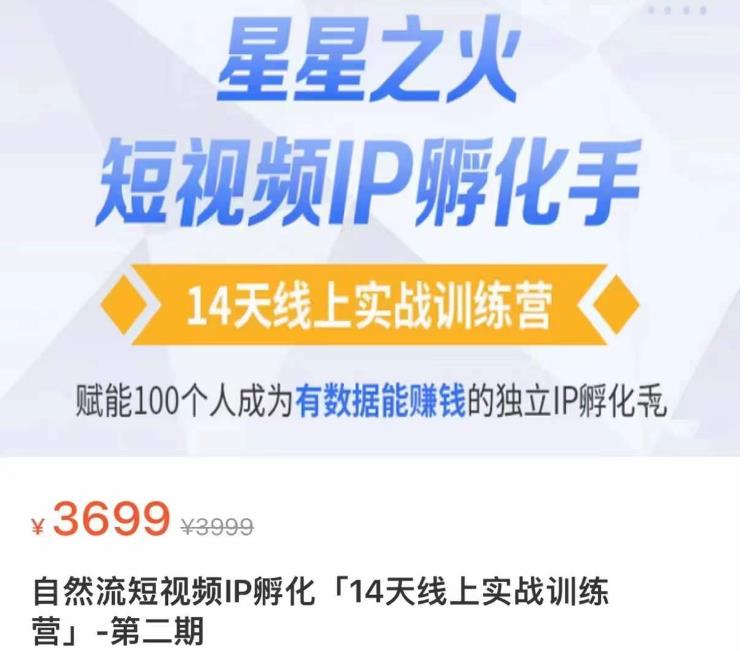 瑶瑶·自然流短视频IP孵化第二期，14天线上实战训练营，赋能100个人成为有数据能赚钱的独立IP孵化手-小伟资源网