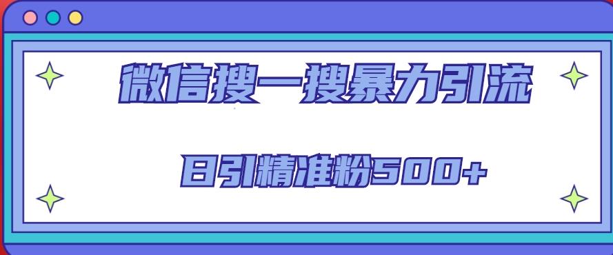 微信搜一搜引流全系列课程，日引精准粉500+（8节课）-小伟资源网