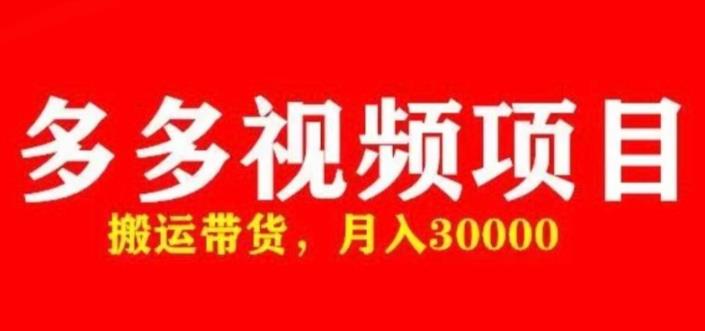 多多带货视频快速50爆款拿带货资格，搬运带货，月入30000【全套脚本+详细玩法】-小伟资源网