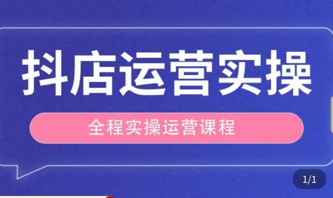 抖店运营全程实操教学课，实体店老板想转型直播带货，想从事直播带货运营，中控，主播行业的小白-小伟资源网