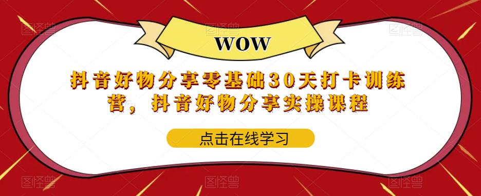 抖音好物分享零基础30天打卡训练营，抖音好物分享实操课程-小伟资源网