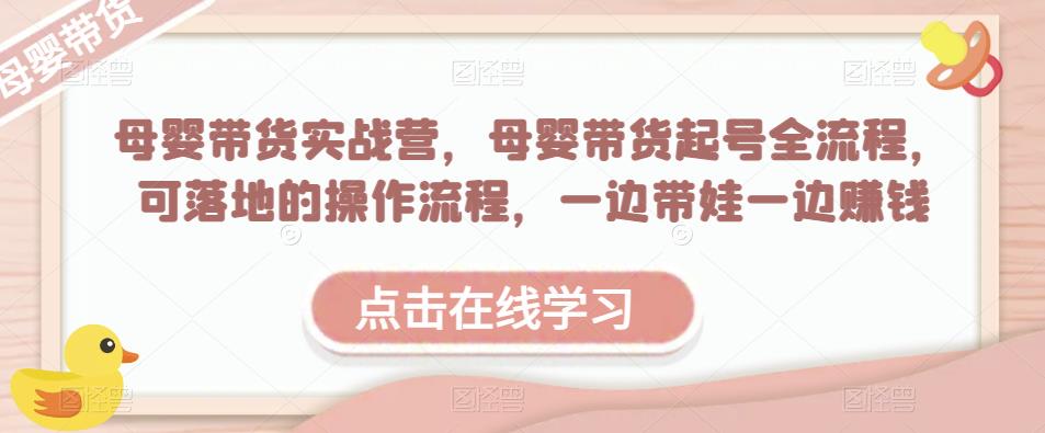 母婴带货实战营，母婴带货起号全流程，可落地的操作流程，一边带娃一边赚钱（附素材）-小伟资源网