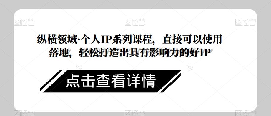 纵横领域·个人IP系列课程，直接可以使用落地，轻松打造出具有影响力的好IP-小伟资源网