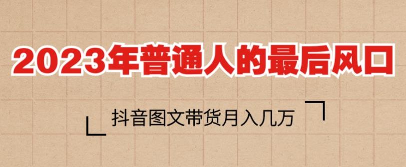 2023年普通人的最后风口，抖音图文带货月入几万，只需一部手机即可操作-小伟资源网