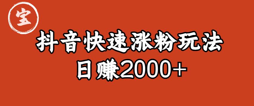 宝哥私藏·抖音快速起号涨粉玩法（4天涨粉1千）（日赚2000+）【揭秘】-小伟资源网