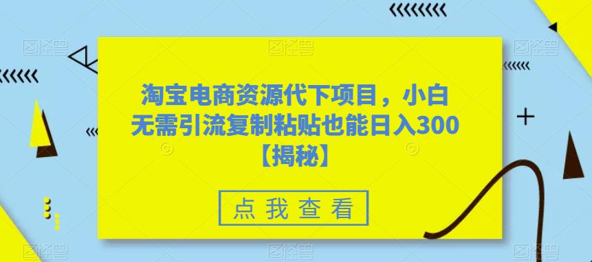 淘宝电商资源代下项目，小白无需引流复制粘贴也能日入300＋【揭秘】-小伟资源网