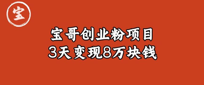 宝哥IP图文创业粉引流项目实战分享：单个账号3天涨粉1万，变现8万块钱（图文教程）【揭秘】-小伟资源网