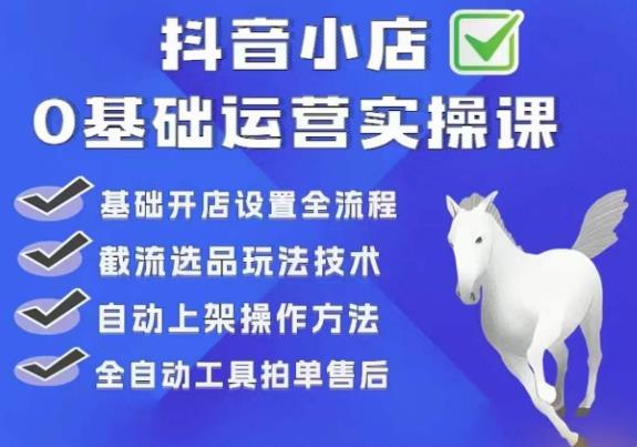 白马电商·0基础抖店运营实操课，基础开店设置全流程，截流选品玩法技术-小伟资源网