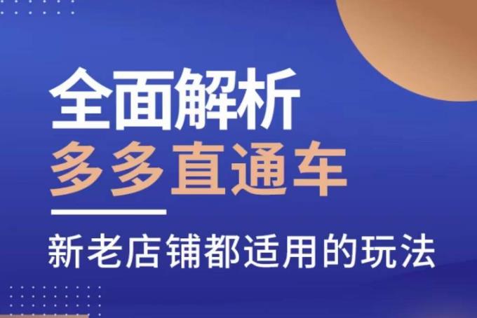 全面解析多多直通车，​新老店铺都适用的玩法-小伟资源网