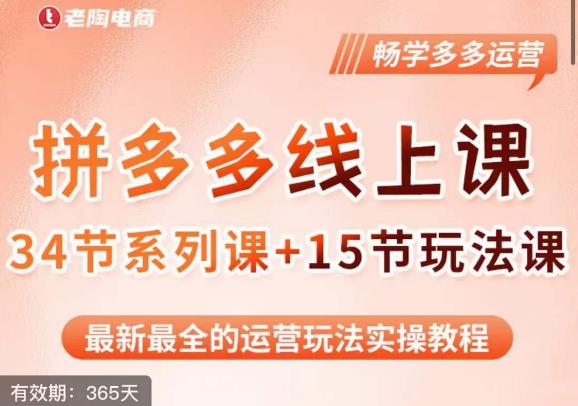 老陶·2023全新【多多运营玩法系列课】，最新最全的运营玩法实操教程-小伟资源网