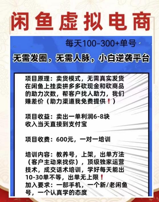 外边收费600多的闲鱼新玩法虚似电商之拼多多助力项目，单号100-300元-小伟资源网