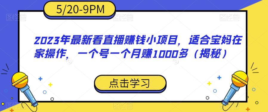 2023年最新看直播赚钱小项目，适合宝妈在家操作，一个号一个月赚1000多（揭秘）-小伟资源网