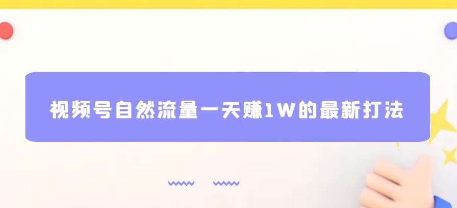 视频号自然流量一天赚1W的最新打法，基本0投资【揭秘】-小伟资源网