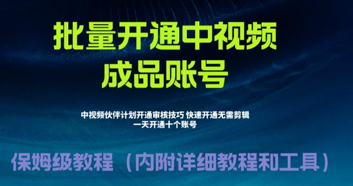 外面收费1980的暴力开通中视频计划教程，内附详细的快速通过中视频伙伴计划的办法-小伟资源网