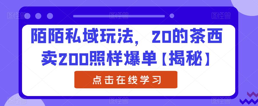 陌陌私域玩法，20的茶西卖200照样爆单【揭秘】-小伟资源网