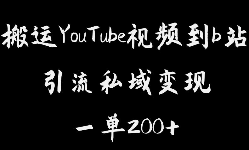 搬运YouTube视频到b站，引流私域一单利润200+，几乎0成本！【揭秘】-小伟资源网