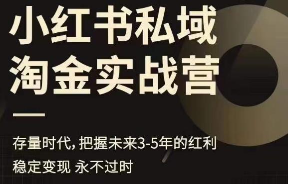 小红书私域淘金实战营，存量时代，把握未来3-5年的红利-小伟资源网